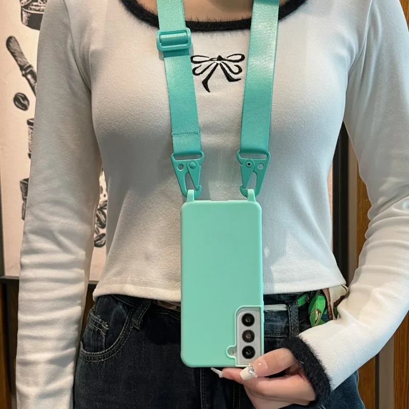 Schutzhülle mit Trageriemen für Samsung Galaxy A54 A36 A17 A55 A16 S24 Ultra S26 S23 FE S25 Plus, Schulter-Crossbody-Lanyard-Halsband, Silikonhülle – Detail 3