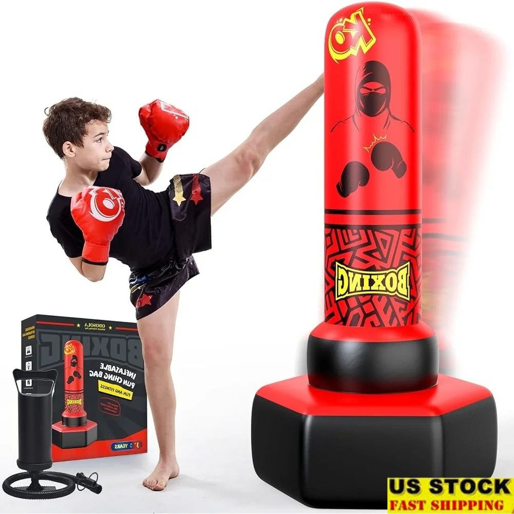 

Inflatable Punching Bag Kids Freestanding Heavy Duty Boxing Set Martial Arts Karate Taekwondo Fitness Play Active Fun