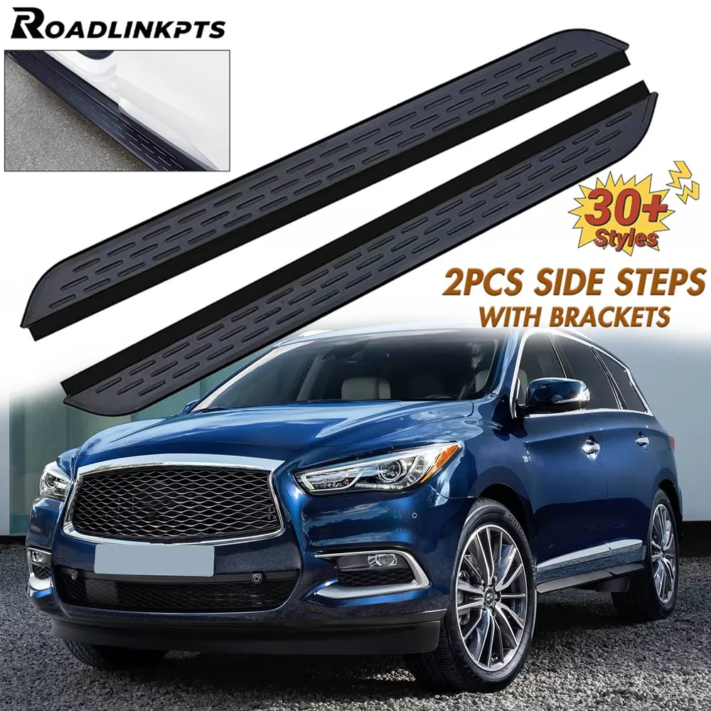 

2PCS Aluminum 4.7" Wide Black Fixed Side Steps Fit for Infiniti QX60 2014-2020 Running Boards Nerf Bars Rails Plates Pedals