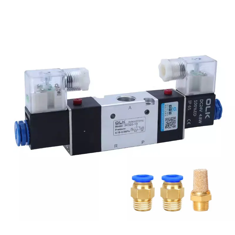 

3V320-08 3V320-10 Pneumatic Air Solenoid Valve 3/2 Way AC220V DC24V AC110V AC24V DC12V Normally Closed Electromagnetic Valves