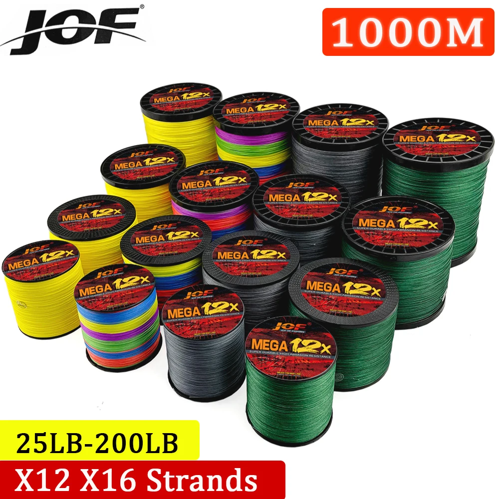 

JOF Carp Fishing 12/16 Strands Braided Fishing Lines Super Multifilament 1000Meters Saltwater Wire Fish Accessories JIG Pe Line