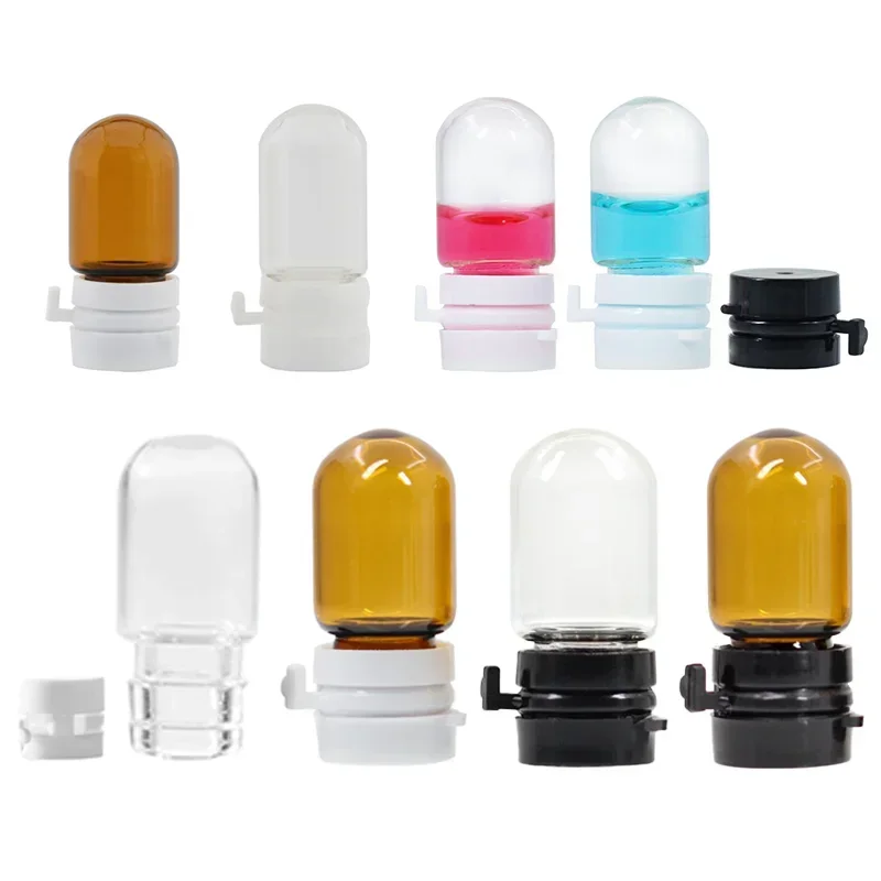 

30pcs 2ml Empty Amber Clear Glass Essential Oil Bottles Cosmetic Containers mini Tear cap Perfume Vials Essence Sample Bottles