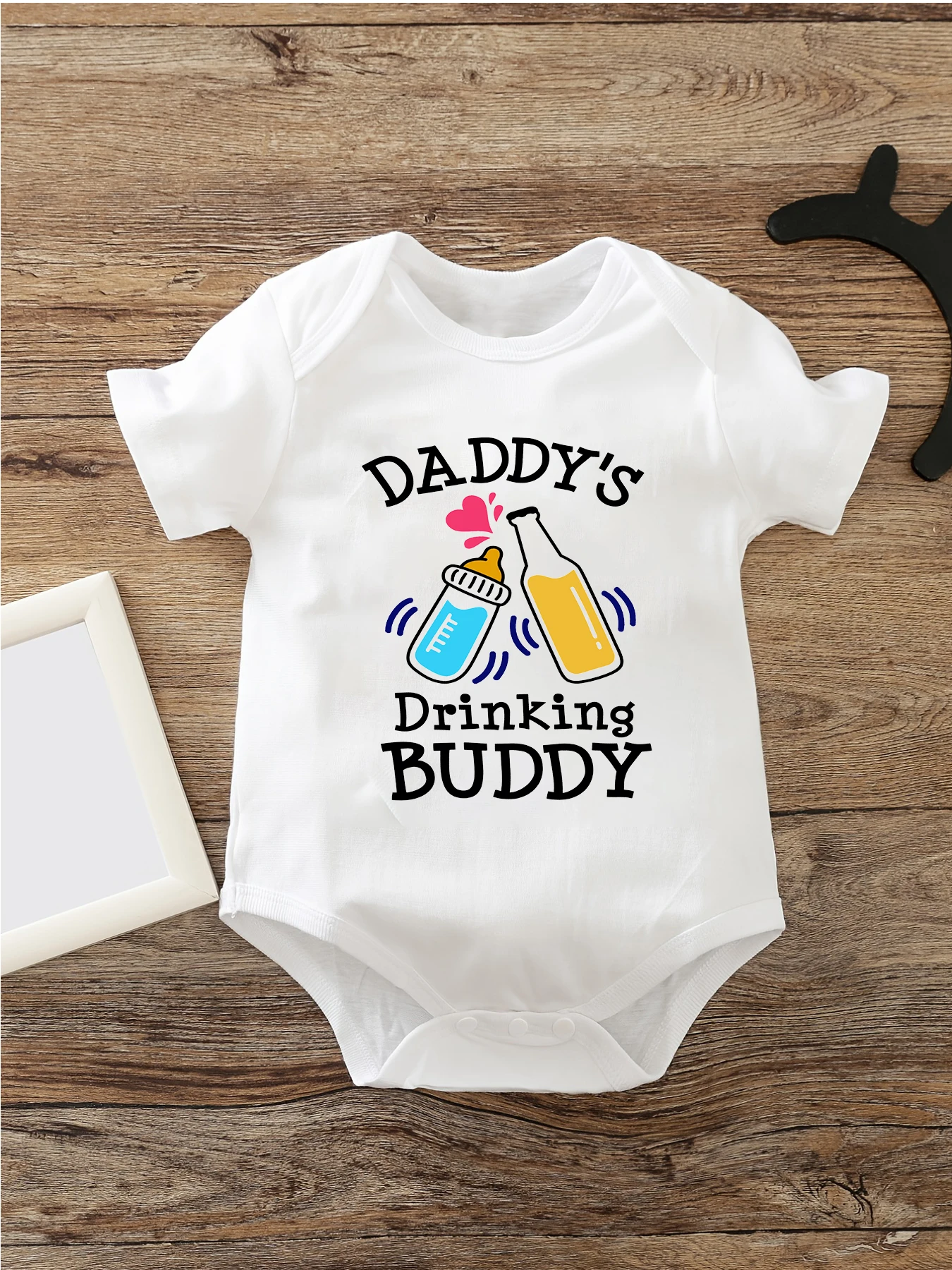 Hot Selling Baby White Onesie Comfy Daddy's Drinking Buddy Letter Print 100Cotton High Quality Baby Girl Boy Clothes 0-24 Size