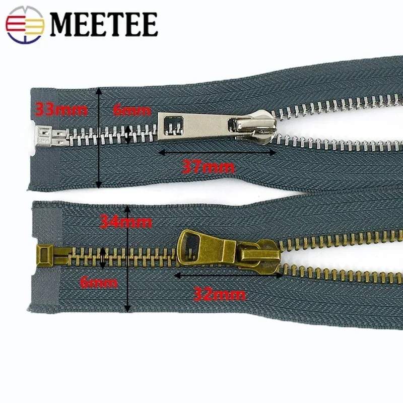 1/2Pcs 5# Meetee Metal Zipper 40-80cm Single Slider Open-End Zip for Sewing Jacket Clothes Decoration Cabbage Zippers Repair Kis