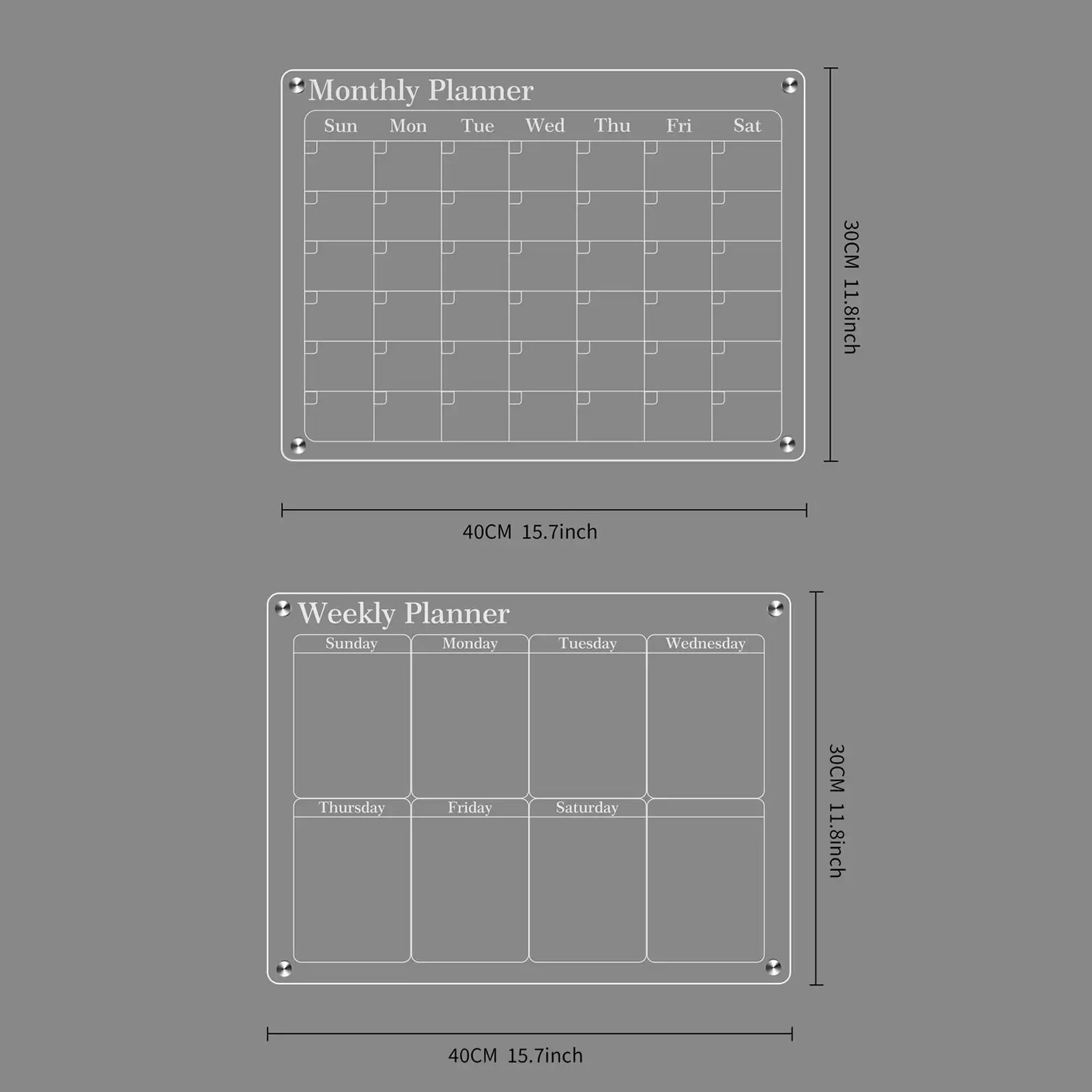 Placa magnética de apagamento a seco, placa planner transparente, quadro branco magnético acrílico para