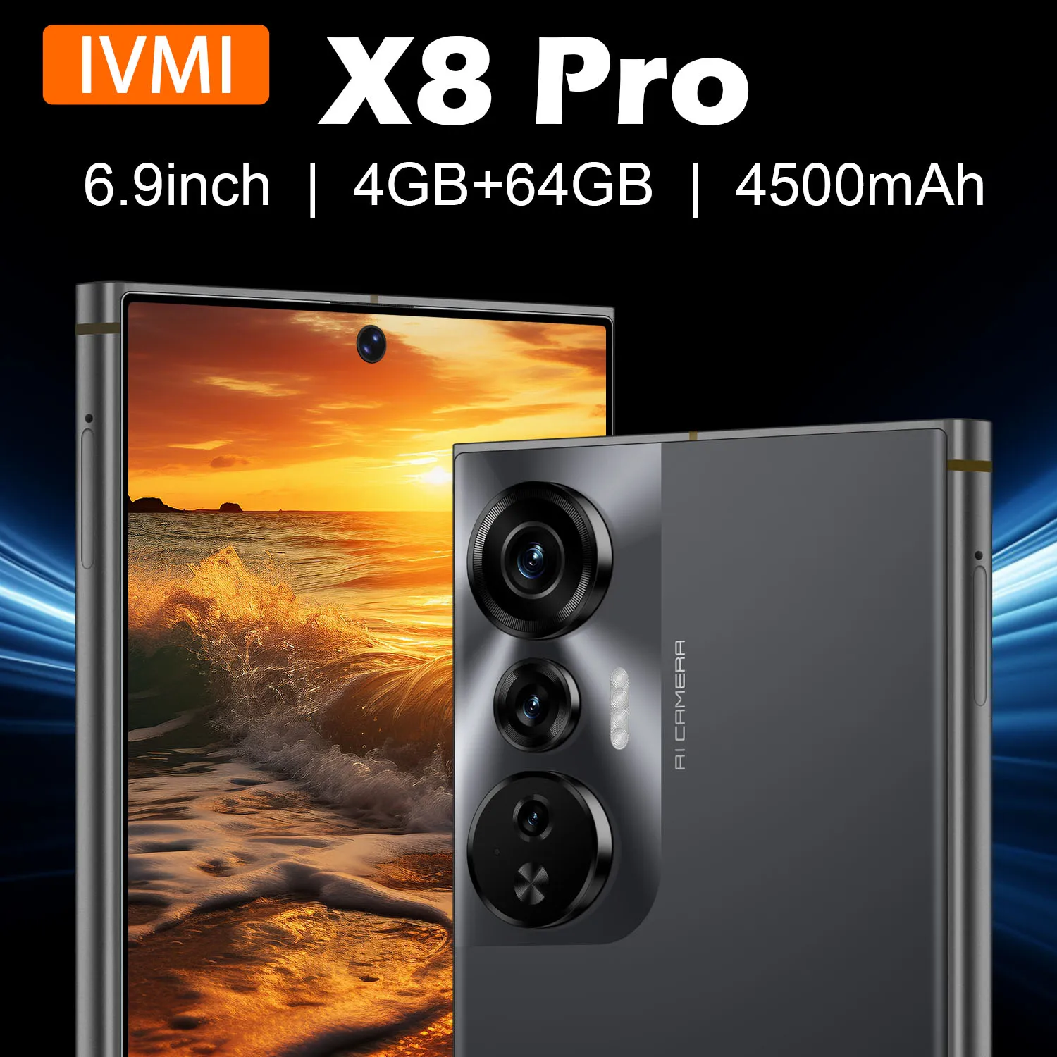 IVMI Global X8 Pro Smartphone Android 10 4GB RAM 64GB ROM 16MP Google Play Store Face ID 4G network Mobile Phones