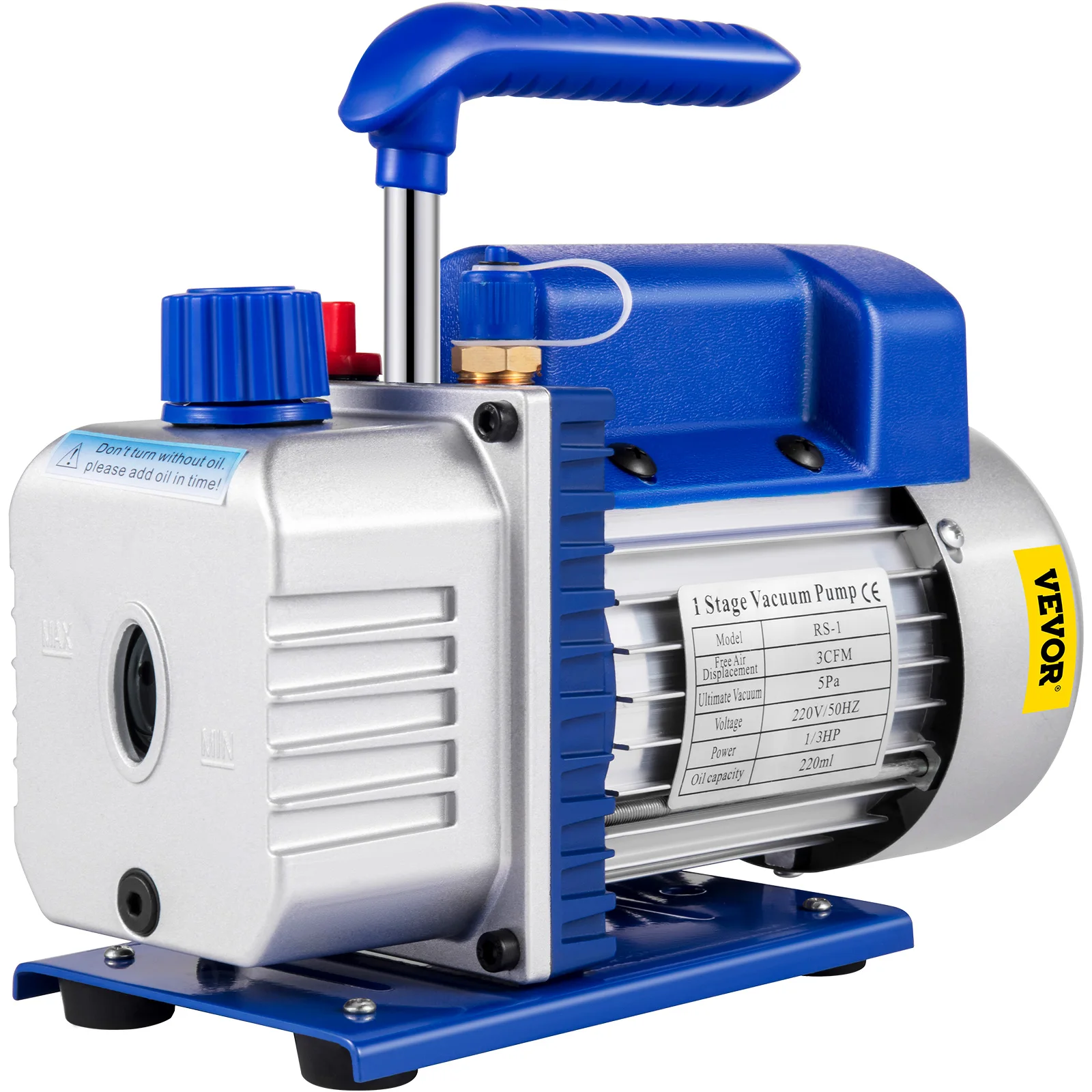 VEVOR Refrigerant Vacuum Pump 3CFM One Stage HVAC for Household Air Conditioning Cleaning Auto Repair Vacuum Packaging R134a