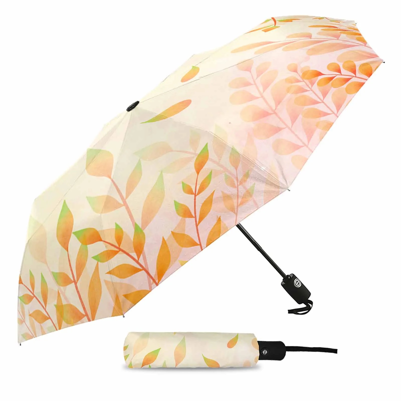 Thanksgiving Autumn Plant Leaves Shrubs Gradual Outdoor Fully-automatic Folding Eight Strands Umbrellas for Kids