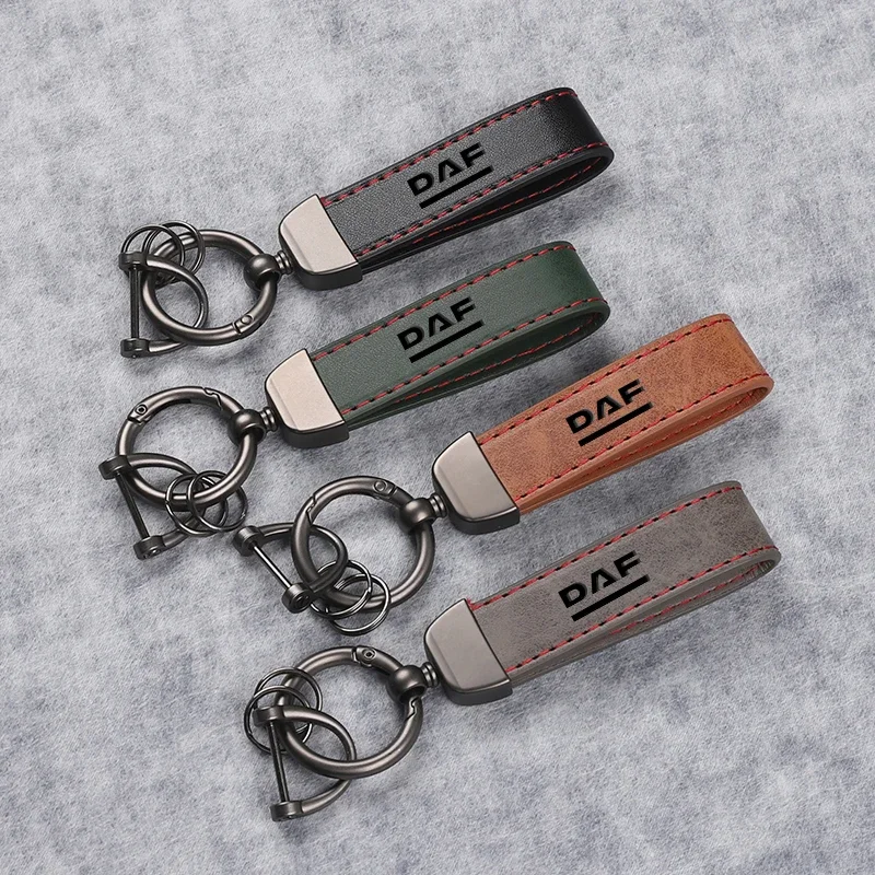 Luxury Fashion Leather Keychain 360 Degree Rotating Horseshoe Key Rings Car Accessories For DAF XF 105 106 DAF XG 95 Car