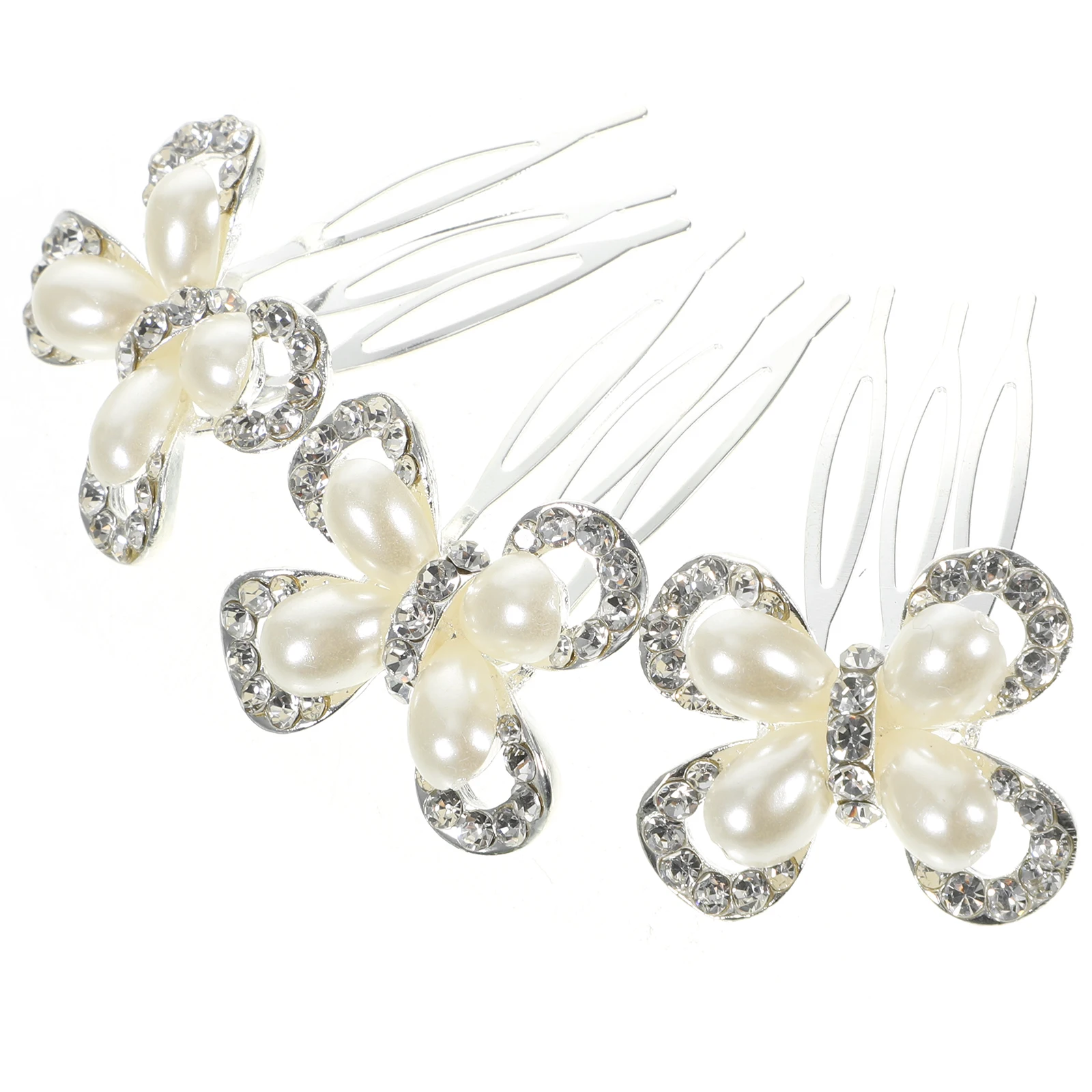 

3 Pcs Hair Accessories for Women Comb Card Wedding Metal Rhinestones Women's Combs