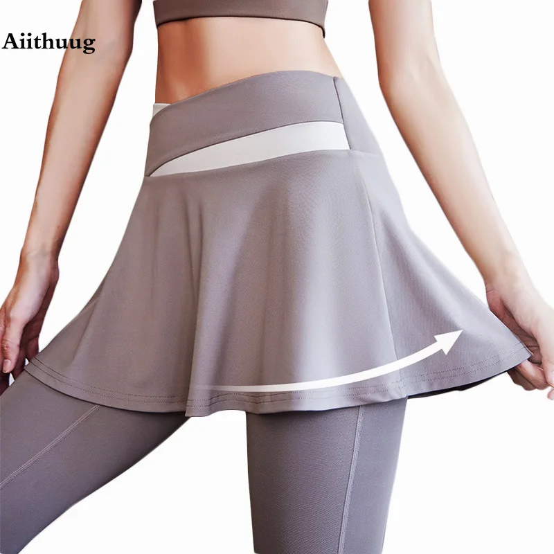 Aiithuug Cross Waistband Skirted Leggings Yoga Golf Skirts Golf Skorts Tennis Dress Tennis Skort Drape Soft Active Sports