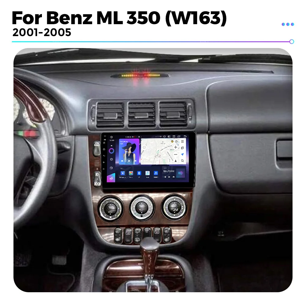 Android  Wireless Carplay For Mercedes Benz 9-inch 03-05 ML320 Car Radio Multimedia Player 4G LTE GPS DSP  Navigation 2K Stereo