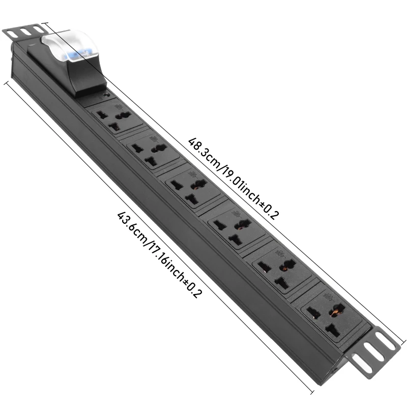 Network Cabinet Rack Aluminum Alloy PDU Power strip 16A/32A Air Switch 4000/8000W 6 Units Universal Outlet Industrial Socket