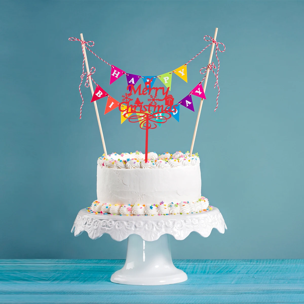 

6 Pcs Christmas Cake Topper Party Supply Decor Decoration Deer Acrylic Cupcake Decorations