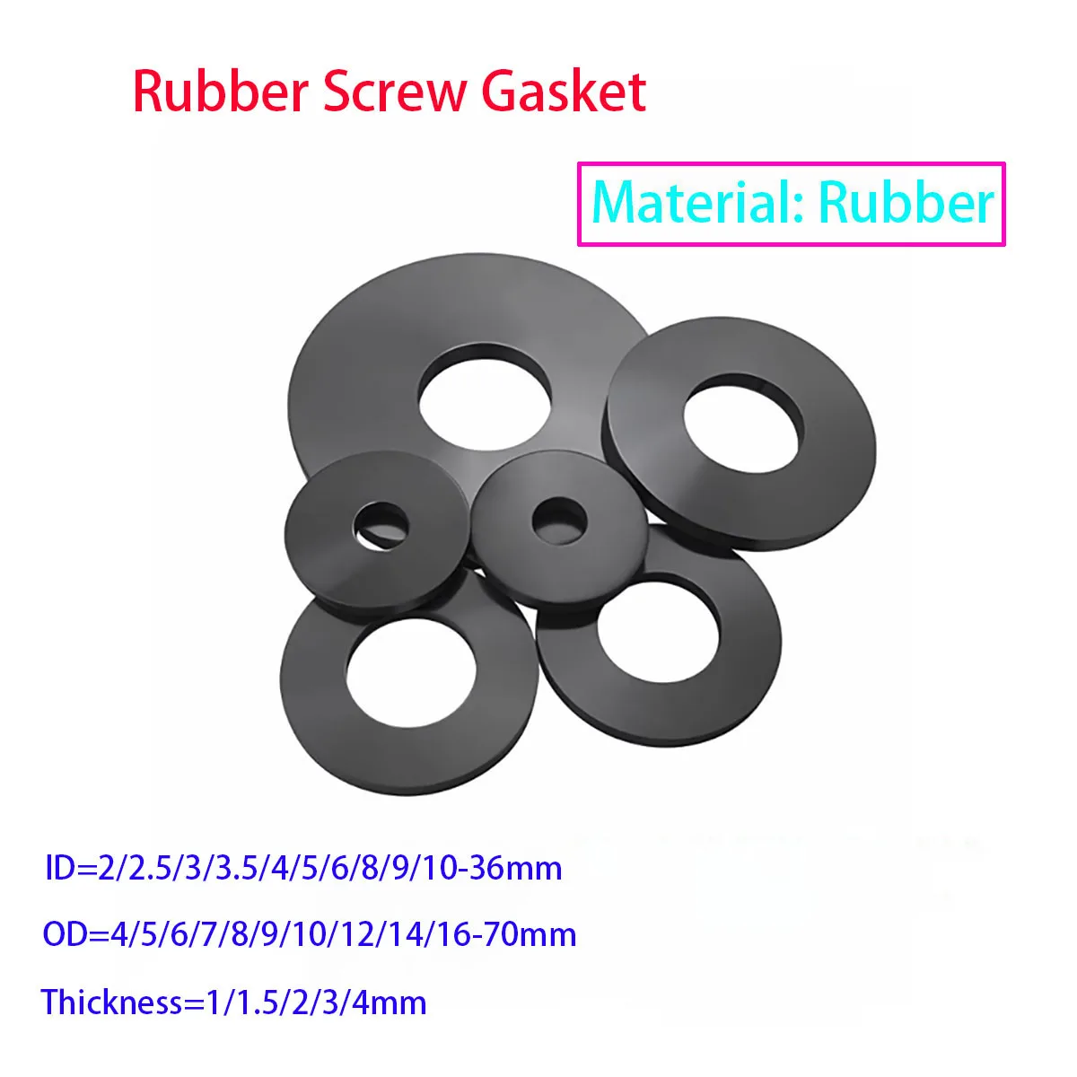 

Rubber Circular Flat Washer Shock-absorbing Waterproof Sealing Gasket Silicone Screw Gasket