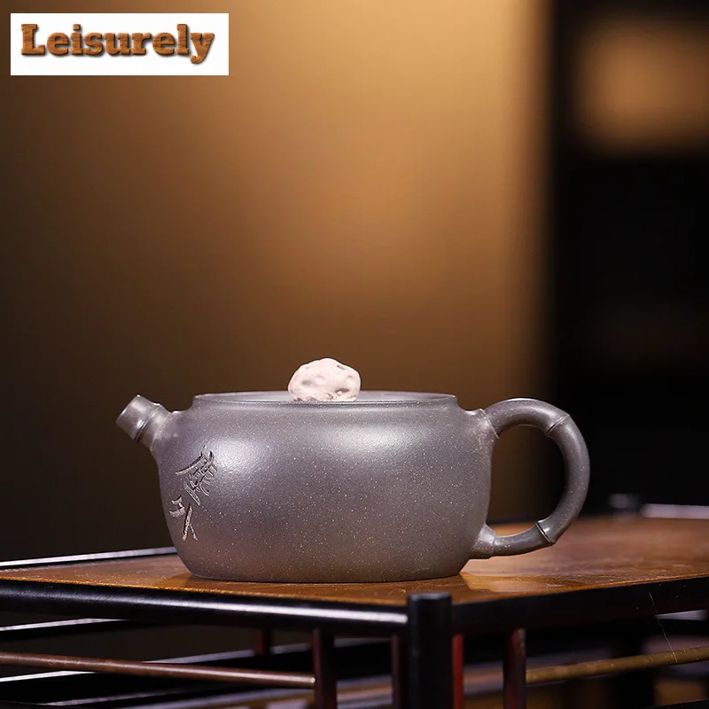 

200ml Antique Yixing Purple Clay Teapot Handmade Taihu Lake Stone Pot Raw Ore Steel Grey Mud Tea Maker Kettle Zisha Tea Set Gift