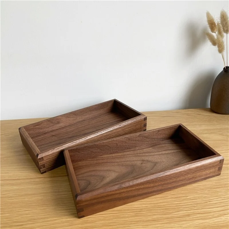 

Rectangular Wooden Storage Tray Grocery Key Disk Desktop Organizer Storage Box Fruit Plate Snack Trays Tea Tray Organize Box