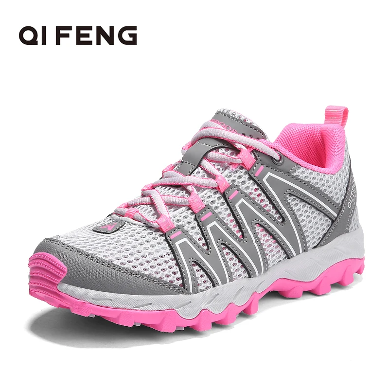 

2025 Women Outdoor Sports Mesh Breathable Hiking Shoes Spring Summer Wear Resisting Trekking Footwear Rock Climbing Shoes Black