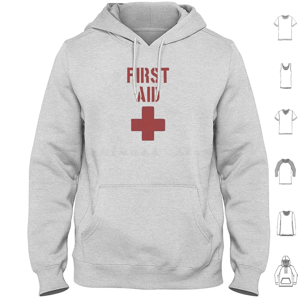 First Aid Stencil Graphic Hoodie Cotton Long Sleeve Protest Medic Activism Riot Gear Emt First Responder Visibility Leftist