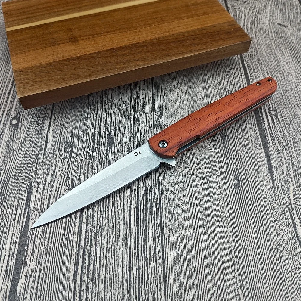 D2 steel folding knife, sandalwood mango with back clip, CS GO, laptop, EDC outdoor camping tool