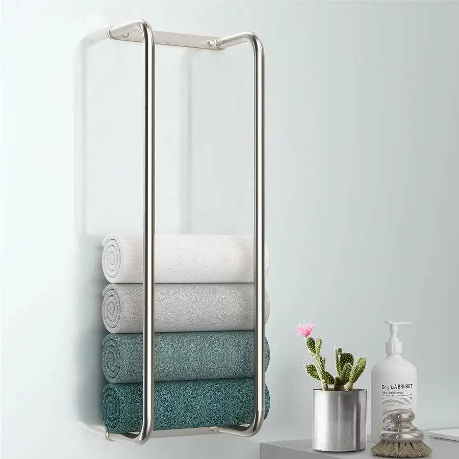 

Steel WallMounted Bathroom Towel Rack and Organizer for Rolled Towels, Ideal for Modern Small Bathrooms with Limited Space, Slee