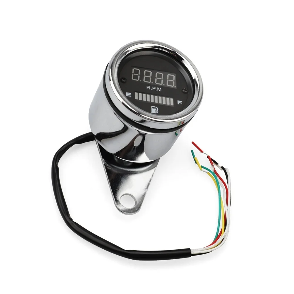 LED Dual Display Tachometer and Fuel Gauge for Automotive Use Compact 6.15x4.95x5.33cm Black Vehicle Instrument