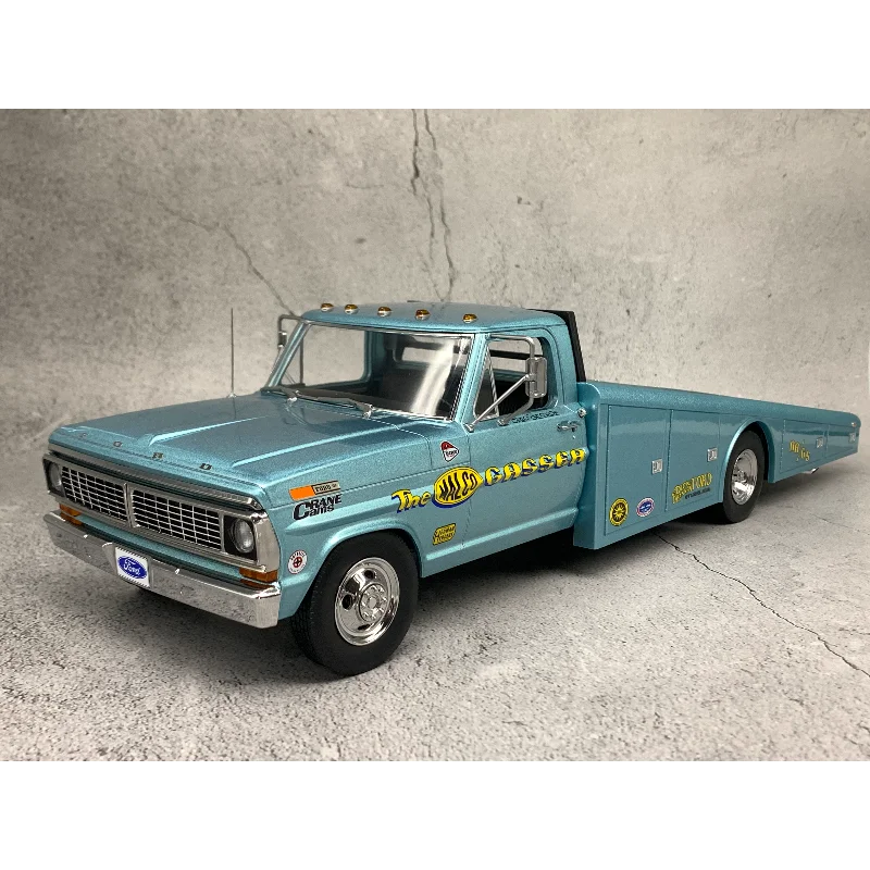 Diecast ACME 1/18 Escala Ford 1970 F350 Ramp Truck Modelo de coche de aleación