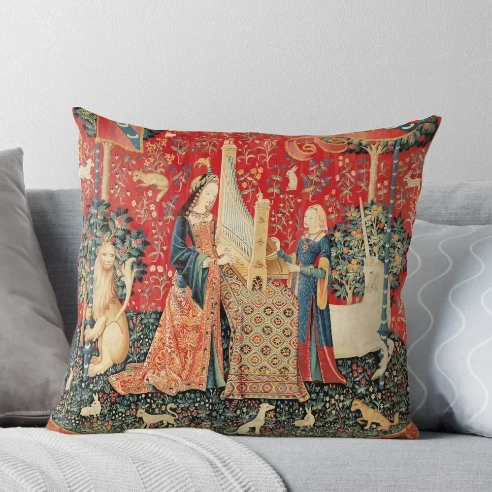 

UNICORN AND LADY PLAYING ORGAN WITH ANIMALS , Hearing Throw Pillow Pillowcases For Pillows Pillowcase Cushion pillow