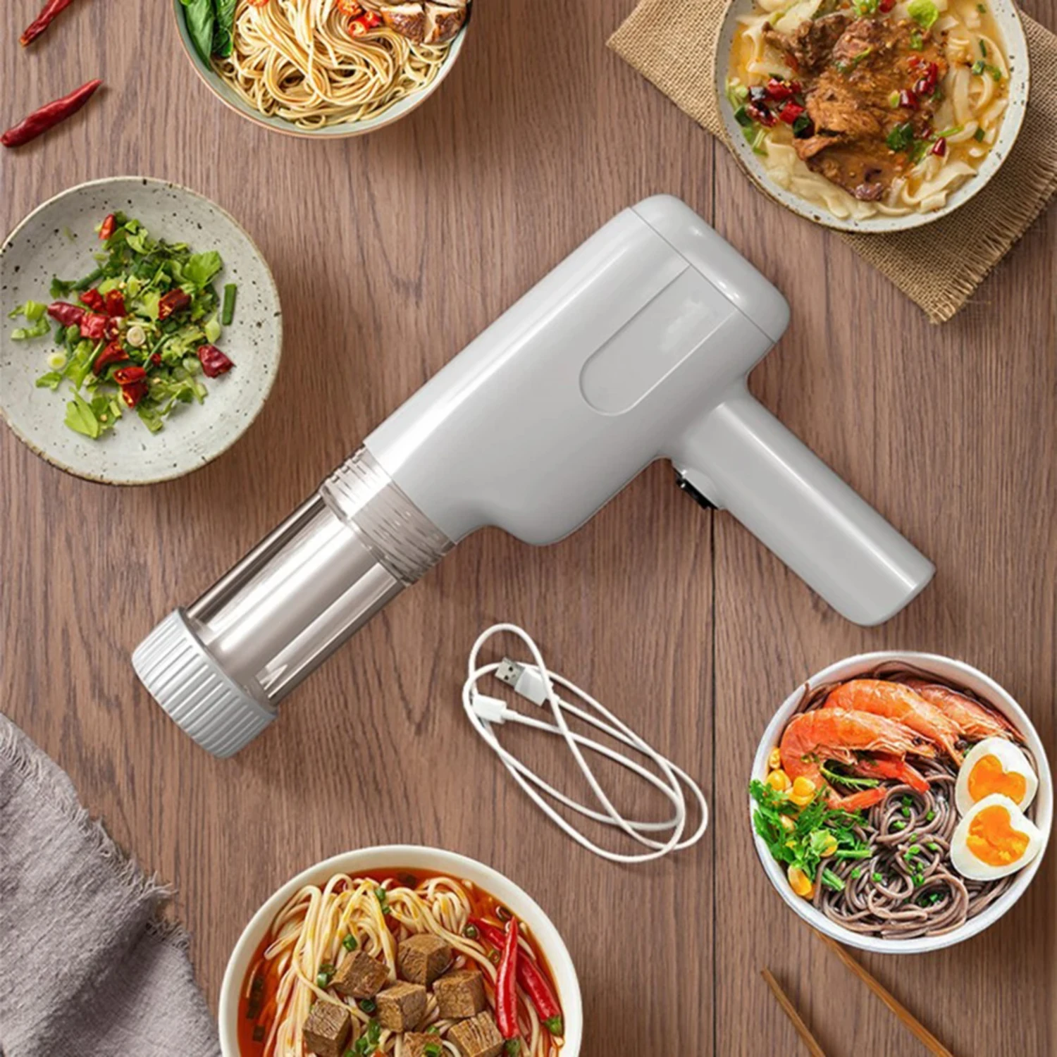 

New Efficient, Portable, Multi-Function Wireless Handheld Pasta Maker Machine - Easy and Quick Noodle Making with Simple Cleanin