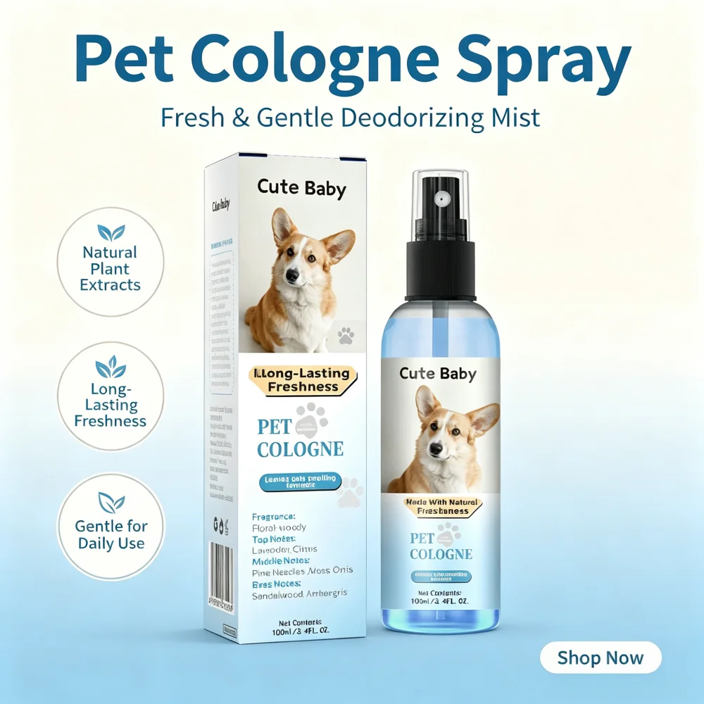 Pet Cologne Spray - Niedliches Baby-Haustier-Köderspray, sanfter Deodorant-Nebel mit natürlichen