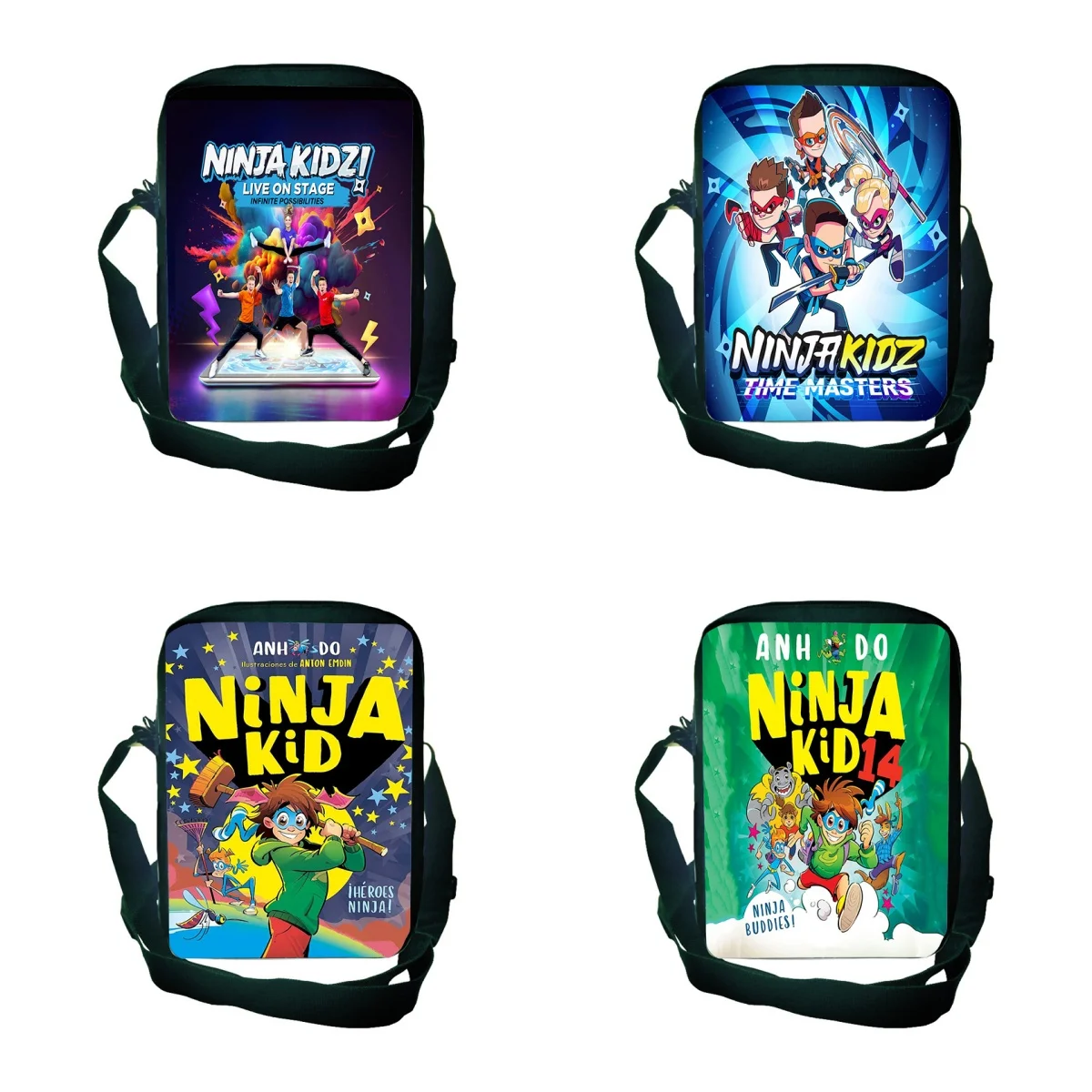 

NINJA KIDZ Game Pattern Shoulder Bag Student Outing Sport Satchel Boy Girl Crossbody Bag Polyester Phone Bag Small Clutch Bag