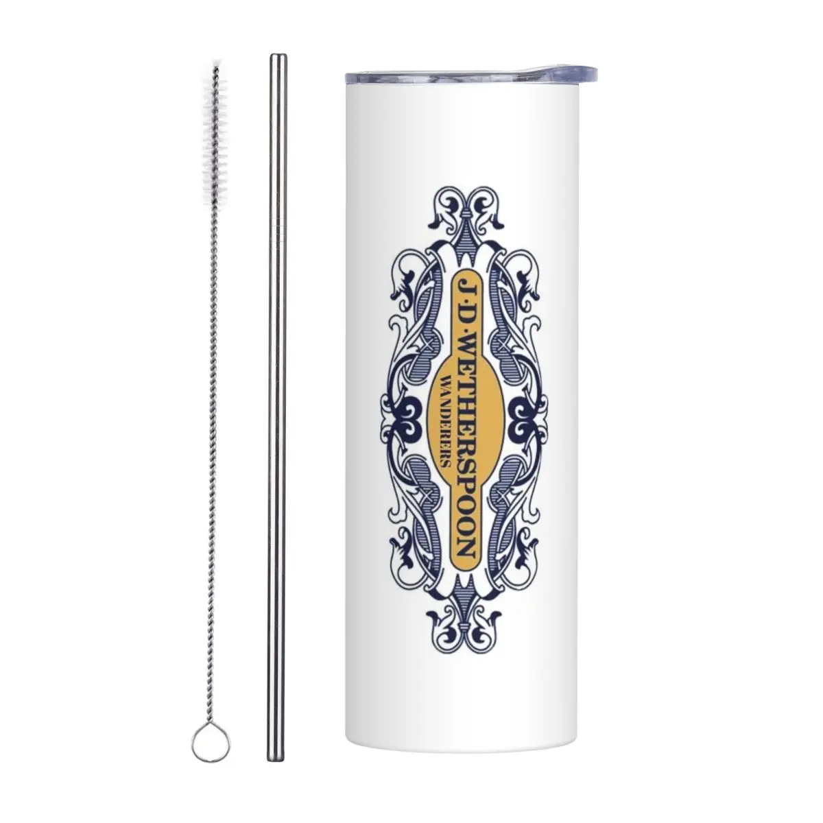 Wetherspoon Wanderers Stainless Steel Tumbler Vacuum Insulated Mug Thermal Cold Bottle Straw With Lid 20oz