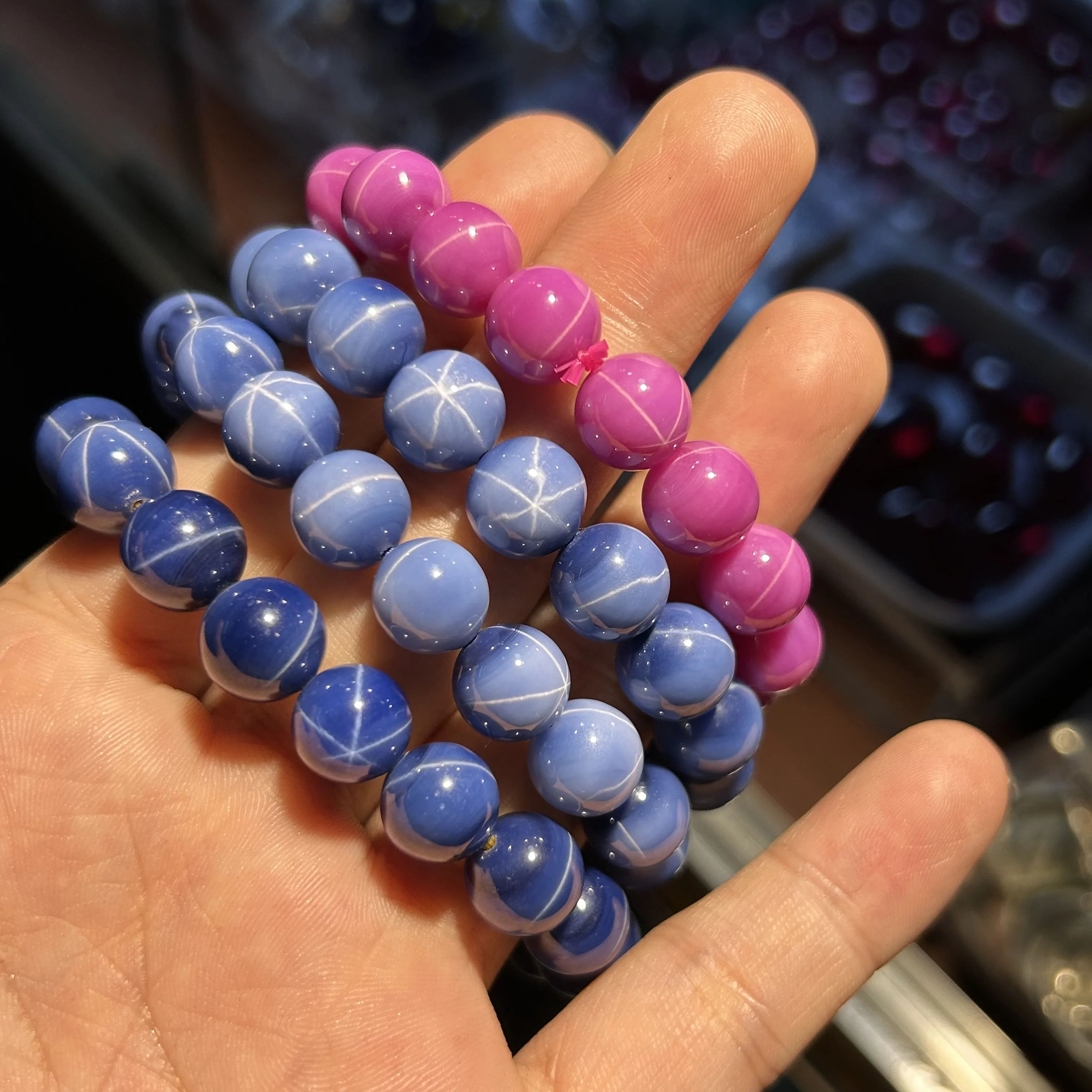 

Star Ruby Round Beads Bracelet 6mm 10mm 8mm Bead 19cm Per Strand Star Sapphire Bracelet