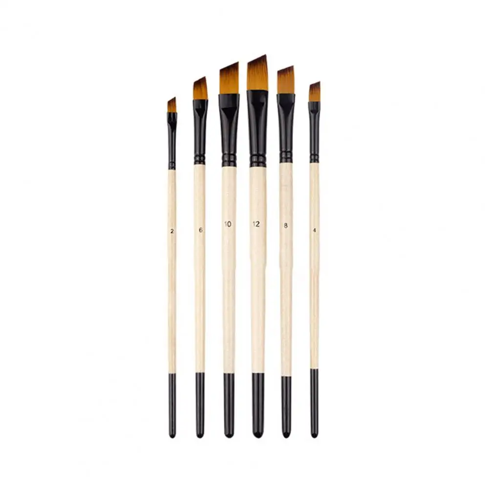 6Pcs/Set  Watercolor Paint Brushes Durable Soft Nylon Bristle Pens Painting Brushes High Tenacity Reusable Paint Brushes