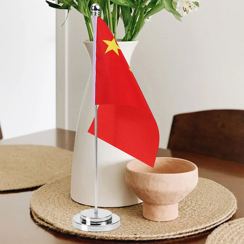 4Pcs Metal Desktop Flagpole Solid Flag Base for Office Table Flag Holder Stand Display Bracket Table Flagpole Tabletop Flagpoles