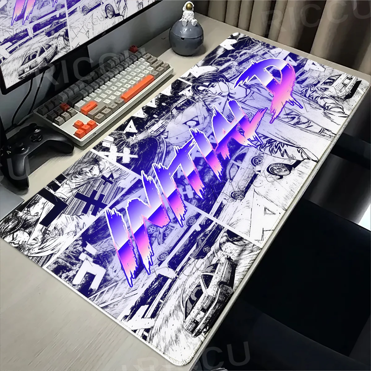 Anime Initial D Gaming Mouse Pad Anti-slip Rubber Base Mausepad Large Gamer Room Decoration Playmats Comic Style Art Mice Carpet