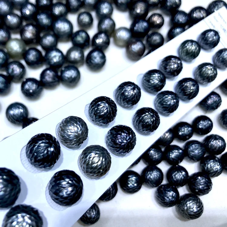 1piece salt sea pearl Tahitian carved pearl black  round 10-14mm FPPJ wholesale  nature loose beads for DIY jewelry