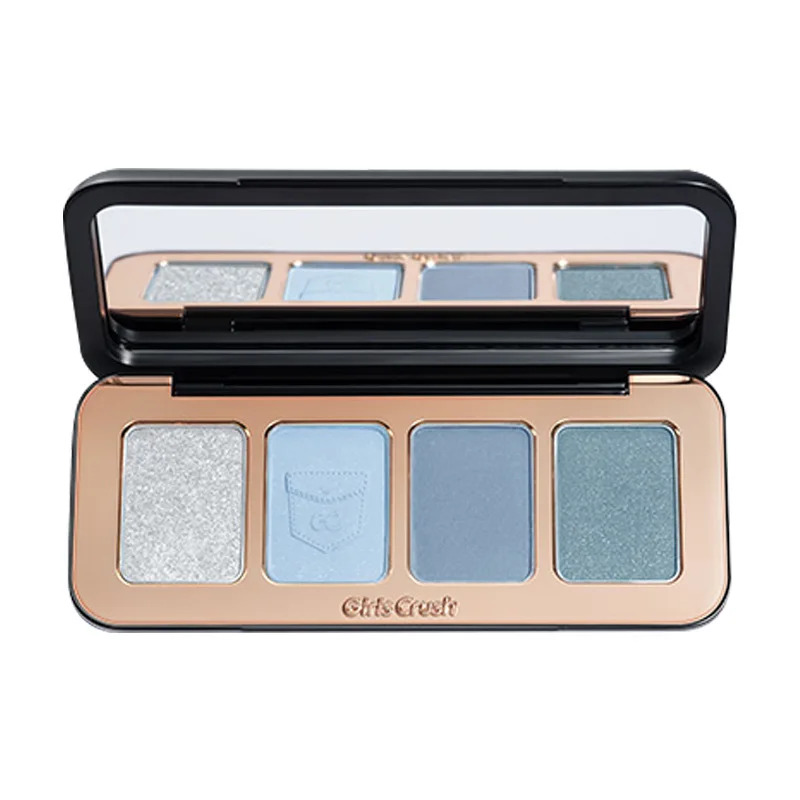 Girlscrush Four-tone Earth Monochrome Eyeshadow Palette for Women with Blue Sequins Purple Pink Green Black Matte Shades