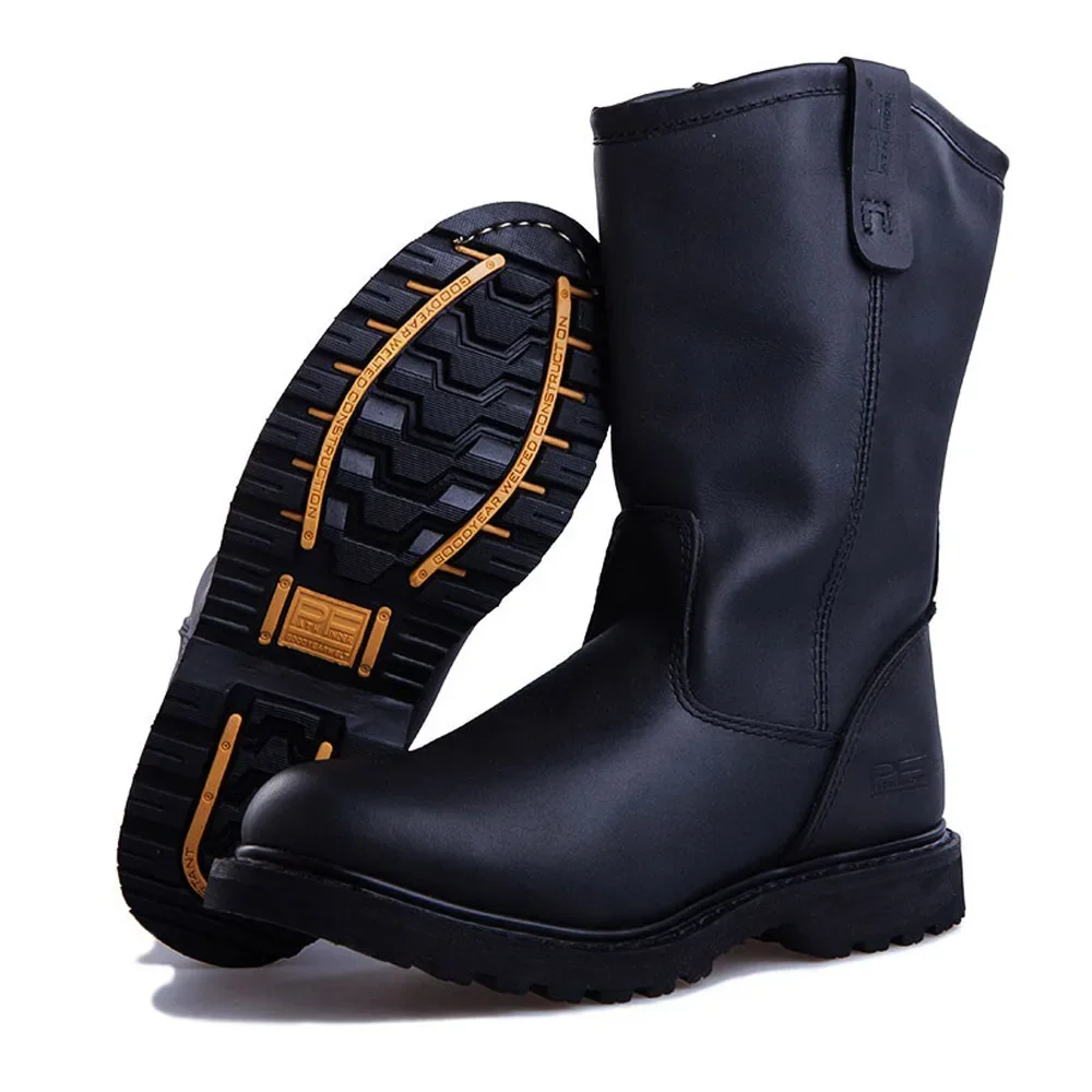 

Мужские мотоциклетные ботинки Pf из натуральной кожи с конструкцией Goodyear-Welted, зимние ретро-ковбойские ботинки, женские высокие рабочие и защитные ботинки до колена