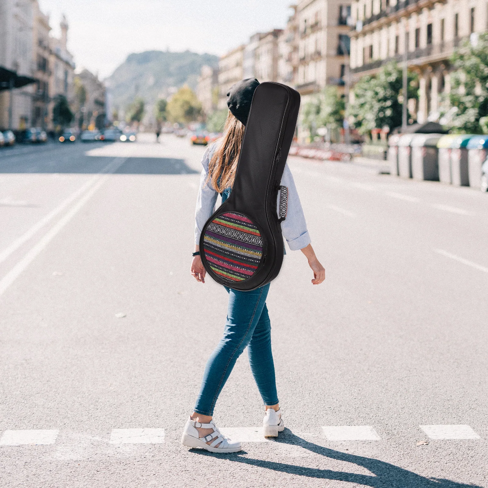 

1 pc Portable Mandolin Bag Backpack Thickened Canvas Storage Pouch Waterproof Moisture Resistant Adjustable Shoulder Strap