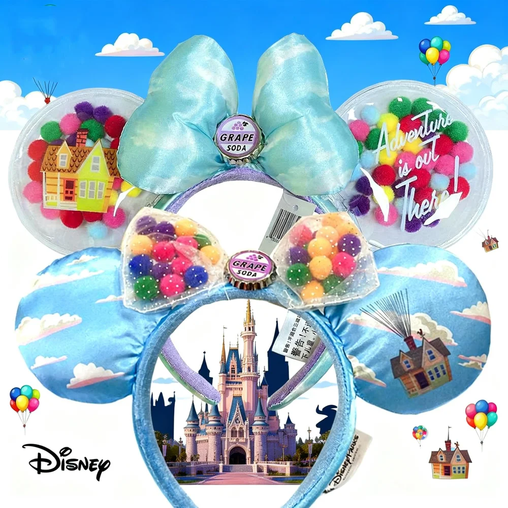 

Повязки на голову с Микки Маусом Дисней, Диснейленд, голубое небо, облака, красочные воздушные шары, костюм для дня рождения, Хэллоуина, косплей для женщин