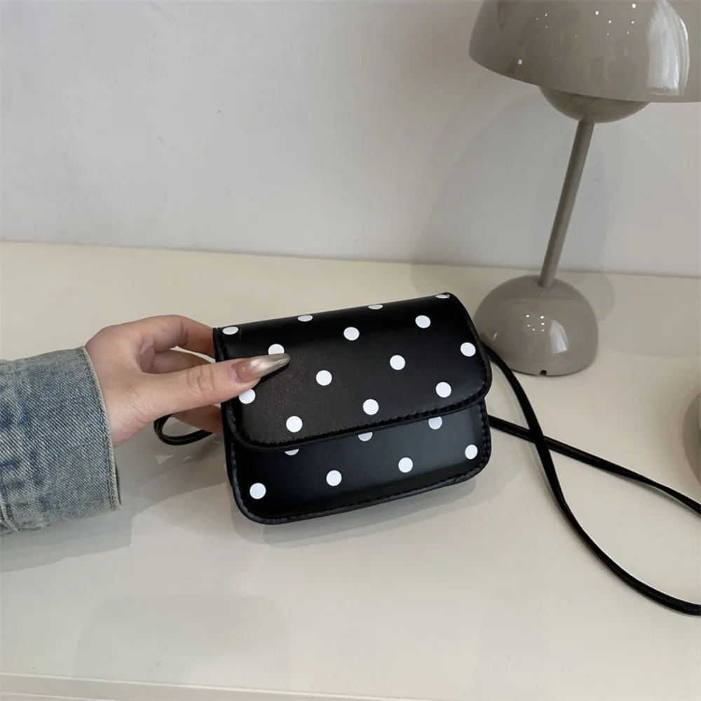 

New Polka Dot Print Mini Shoulder Bag Polyester Lining PU Material Crossbody Bag Lightweight Mini Square Bag Women