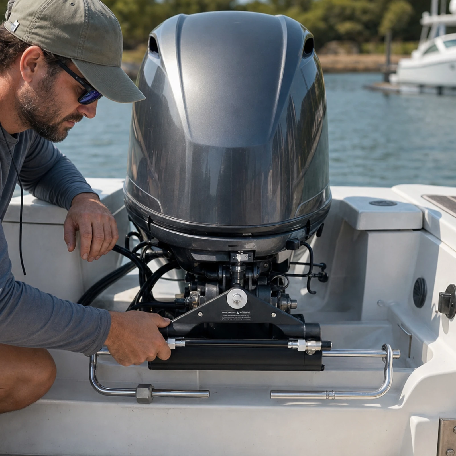 Outboard Hydraulic Steering Kit Corrosion-Resistant Hydraulic Outboard Steering Kit Helm Pump User-Friendly Fast-Fit view 6