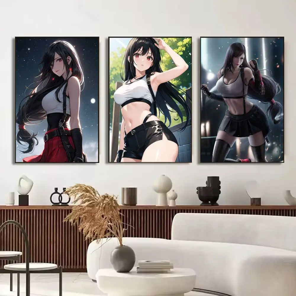 Game F-Final Fantasy VII T-Tifa R-Rokkuhato Poster Versatile HD Waterproof Wall Art Self-Adhesive Decor for Any Space Ideal Gift