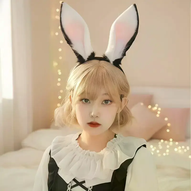 1Pcs Faux Fur Bunny Headwear Animal Rabbit Ears Plush Hairband Party Cosplay Costume Accessories view 4