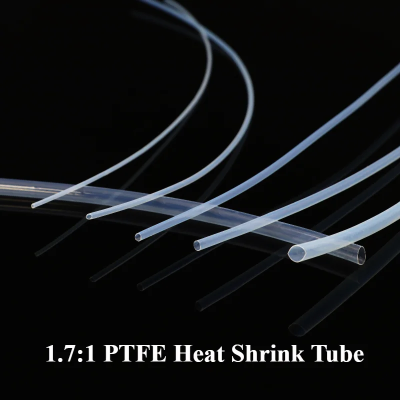 1/5/10m 1.7:1 PTFE Shrink Tube Transparent 0.5mm ~ 15mm 260℃ Shrinkage 600V High Temperature Pipe Shrink Tubing For Wires