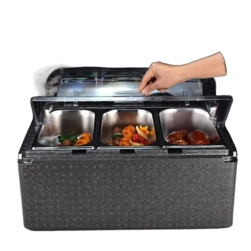 Six-grid stall incubator, ice  fruit refrigerator, fresh-keeping box, cold box with dust-proof.