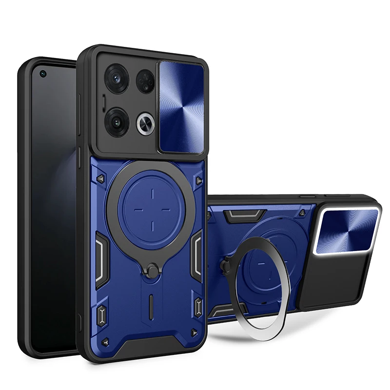 

360°Rotating Metal Car Holder Armor Phone Case For OPPO Reno 10 11 8 8T 7 Pro Lite A74 A57 A17 A72 A77 A78 Shockproof Back Cover