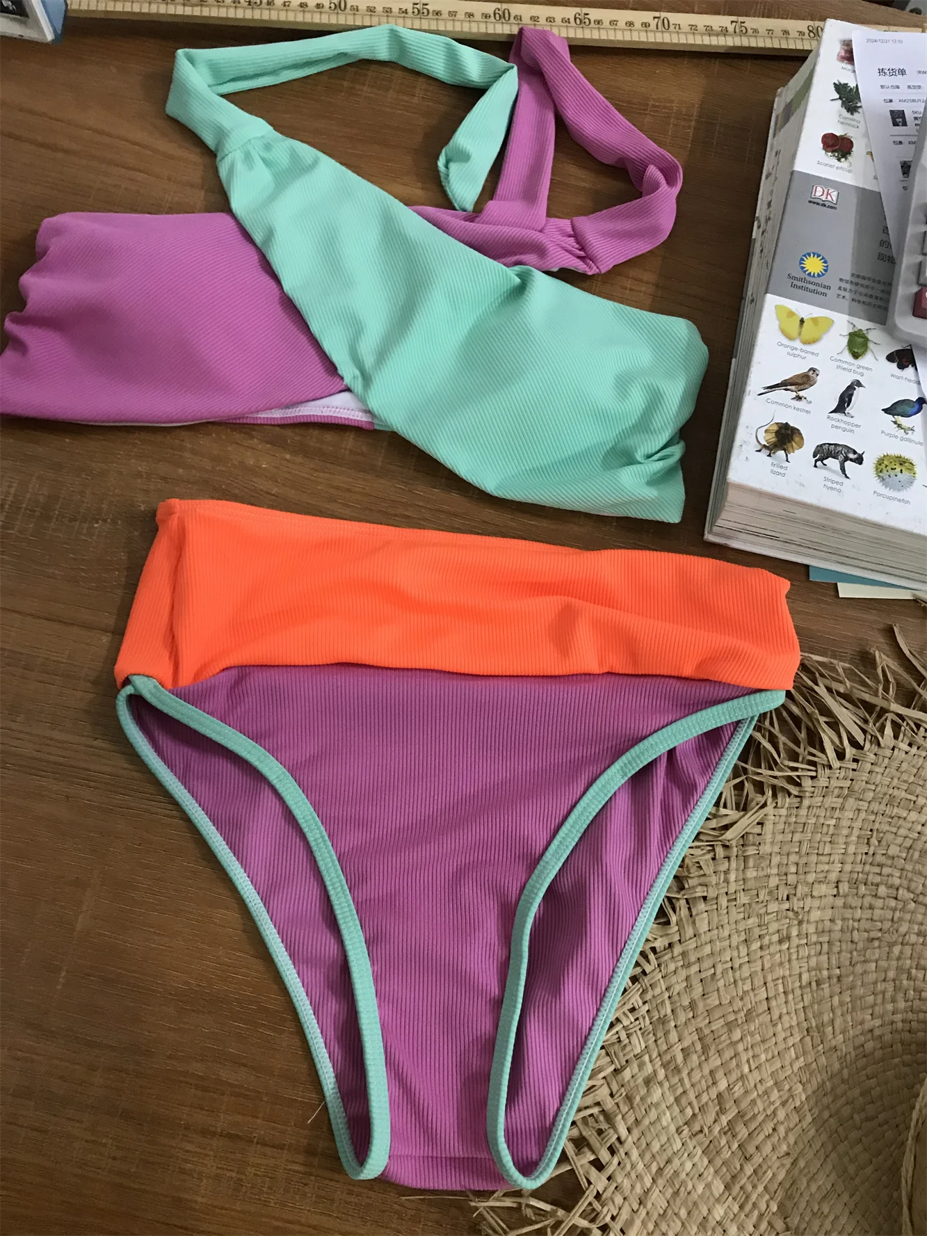 Multi S - XL Ribbed Cross Bikini Women Swimwear Female Swimsuit Two-pieces Bikini set High Waist Bather Bathing Suit Swim 2024