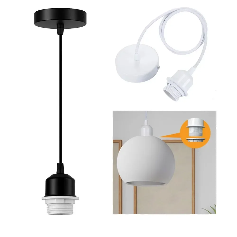 JOYINLED Pendant Light Hanging Wire E27 Socket E27 Lampholder Black 1.5M Pendant Light Cord Adjustable Ceiling Lighting